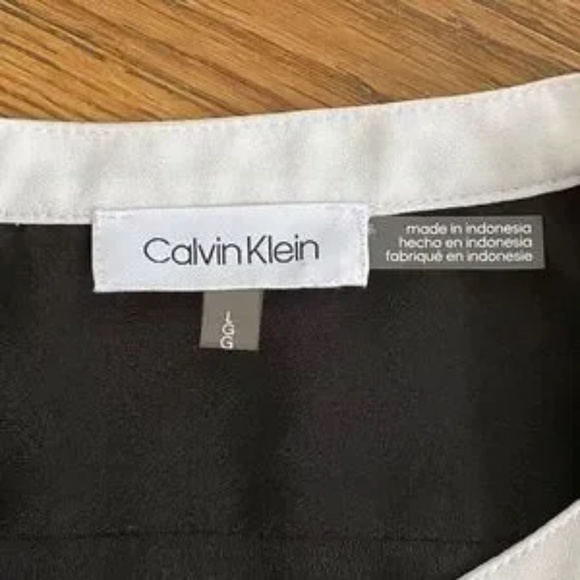 Calvin Klein Two-Tone Black & White Contrast Long Sleeve Half Zip Blouse Size L - Picture 4 of 10